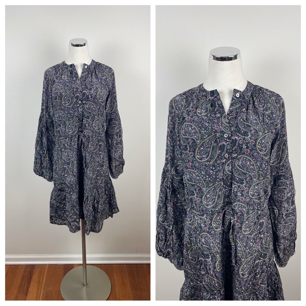Elizabeth James The Label Black Purple Yellow Paisley Dress New Women Small